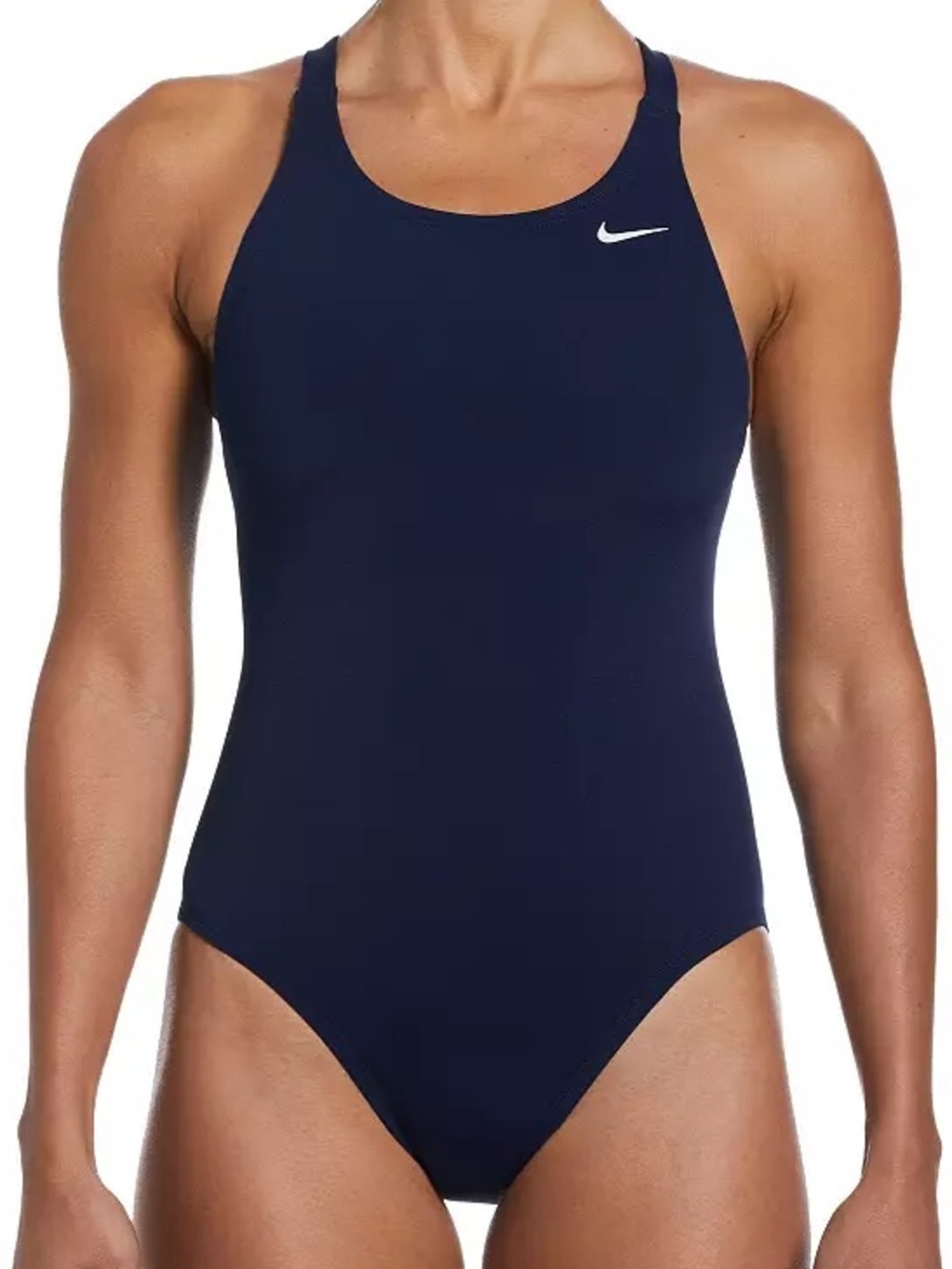 Nike Swimsuit Womens Sz 10 Navy One Piece Racerback Athletic Training Swimwear